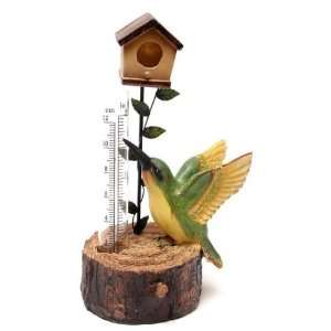  Hummingbird on Tree Stump Rain Gauge 