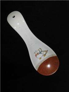 Stoneware Goose Hanging Spoon Rest Male & Female Geese  