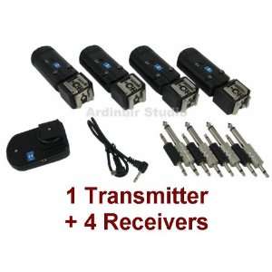 Wireless Radio Dual Hotshoe Flash Trigger 1 Transmitter + 4 Receivers 