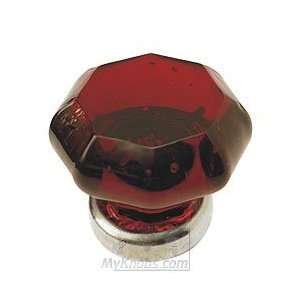  Glassware collection glass hexagonal knob 1 3/8 ruby red 