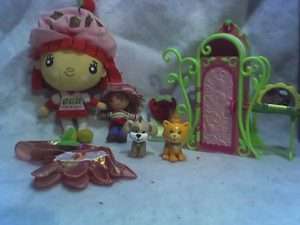 Lot of Strawberry Shortcake WardrobeVanity Outfit, dolls, puppy and 