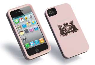 New Pink & Coffee 3in1 Hard Back Case Cover for Apple iPhone 4 4S 
