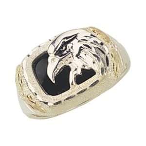   Hills Gold Sterling silver Mens Eagle Ring W/Black Onyx Jewelry