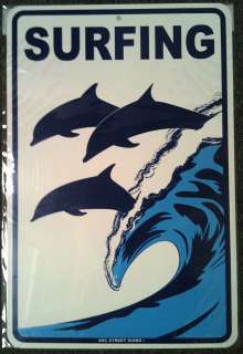 Dolphin Surfing aluminum surf sign ocean **NEW** art  