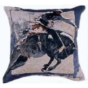   In Blue Cowboy Rodeo Horse Throw Pillow 17 x 17