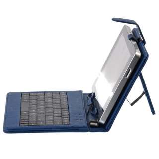 Blue 7 Android Tablet PC MID Leather Keyboard Cover Case with Stylus 