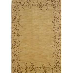   Green / Brown Rug Solid Border 78 Round (004F1)