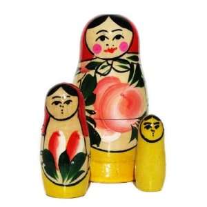  Babushka Semenov Nesting Dolls (3 pc) Red Top Toys 