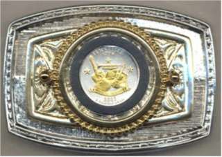 Gold on Silver Tennessee Statehood Commemorative Quarter Belt Buckle 