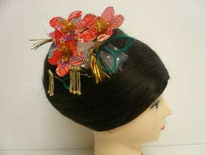 Handmade Chrimen Flower Kanzashi Hair Comb Ornament/ 04  