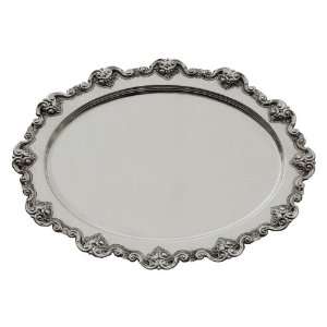 Silver Plated Oval Tray with Floral Hearts