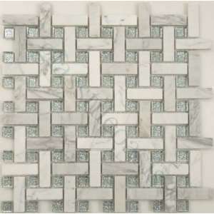   Silver Kitchen Glossy Glass and Stone Tile   16741