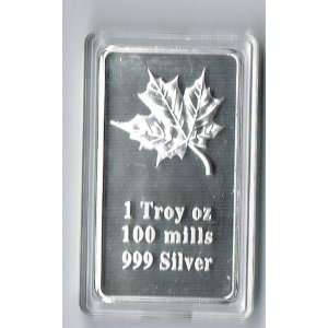  1 Troy Oz Silver CLAD Maple Leaf ART BAR 