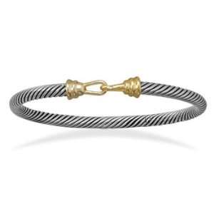    Cable Twist Bangle Bracelet Two Tone Easy Hoop Clasp Jewelry