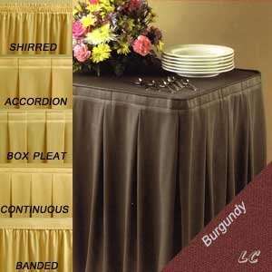   Each 17,5 Feet Burgundy Wholesale Table Skirts Wyndham