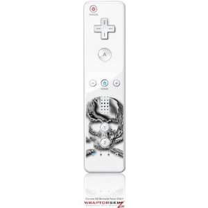 Wii Remote Controller Skin   Chrome Skull on White by 