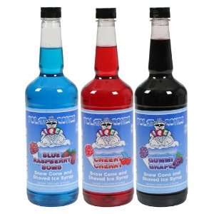  3 Flavor Combo Pack Snow Cone Shaved Ice Syrup  Quart 