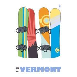  Vermont, Snowboards in the Snow Premium Poster Print 