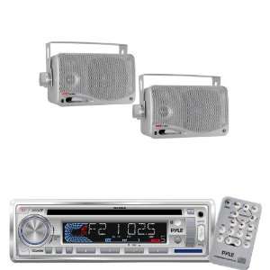 Pyle Marine Radio Receiver and Speaker Package   PLCD3MR AM/FM MPX IN 