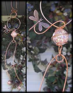 Dragonfly Glass Orb Suncatcher Copper Garden/Window Jewelry Handmade 