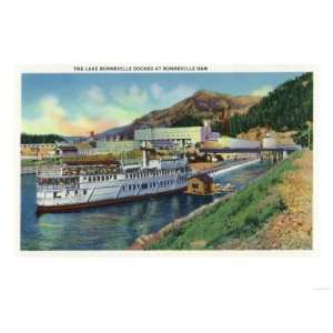   Steamer Docked at the Dam Premium Poster Print, 12x16