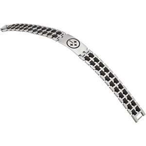 Pittsburgh Steelers Stainless and Rubber Team Logo Bracelet 8 Inch 