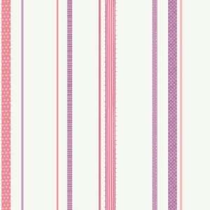  Ribbon Stripe Pink and Purple on White Wallpaper in Girl 