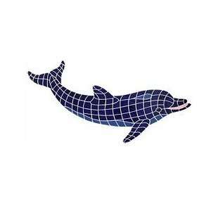   Mosaics Aquatic Line Blue Large Dolphin Mosaic Tile