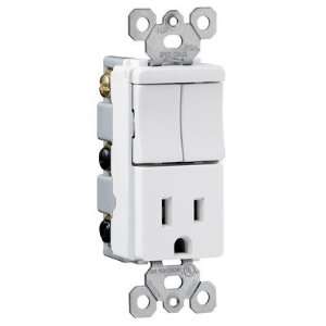TradeMaster Decorator Two Single Switches and Single Outlet in Light 