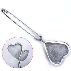  Heart Shaped Spoon Tea Mesh Infuser Strainer w/ Squeeze 