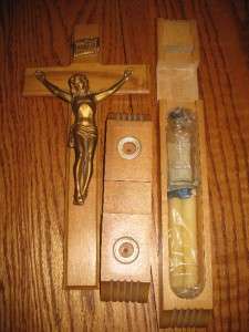 Large Vintage Wood Cross Sick Call Set Crucifix Box Kit Last Rites 