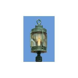   Light Outdoor Post Lamp in Verde with Clear Glass Fresnel Lens glass
