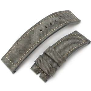   1000D Cordura Nylon Military Grey Color Watch Strap, Beige Stitching