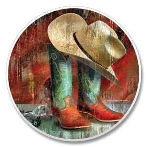 Western Cowboy Hat Boots Hang On For The Ride, Single Coaster for Your 