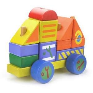  HONGJI Wooden Transport Blocks Engineering Truck Toys 
