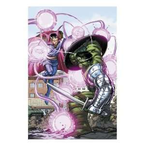  World War Hulk #4 Cover Hulk and Dr. Strange Giclee 